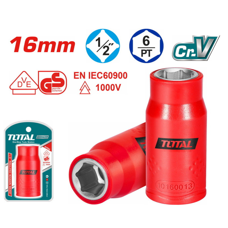 TOTAL ΚΑΡΥΔΑΚΙ ΕΞΑΓΩΝΟ 1/2" 16mm 1000V VDE (THIHAST12161)