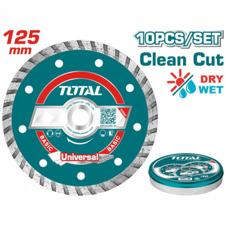 TOTAL ΔΙΑΜΑΝΤΟΔΙΣΚΟΙ TURBO ΞΗΡΑΣ ΚΟΠΗΣ 125mm 10TEM ΣΕ ΜΕΤΑΛΛΙΚΟ ΚΟΥΤΑΚΙ (TAC2131253M)
