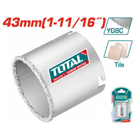 TOTAL ΠΟΤΗΡΟΤΡΥΠΑΝΑ ΚΑΡΒΙΔΙΟΥ ΓΙΑ ΠΛΑΚΑΚΙΑ - ΤΟΥΒΛΟ - ΓΥΨΟ 43mm (TAC440431)