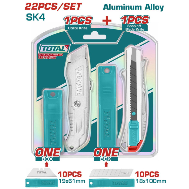 TOTAL ΣΕΤ ΜΑΧΑΙΡΙΑ 2ΤΕΜ + (10+10 ΛΑΜΕΣ) (THT515226)