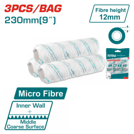 TOTAL ΣΕΤ ΑΝΤΑΛ/ΚΑ ΡΟΛΩΝ ΒΑΦΗΣ 230mm / 9" 3ΤΕΜ (THRC56091203)