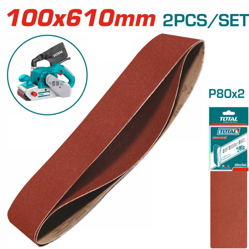 TOTAL ΣΕΤ ΓΥΑΛΟΧΑΡΤΑ 100X610mm P80 2ΤΕΜ ΓΙΑ TBS12001 (TAC750802)