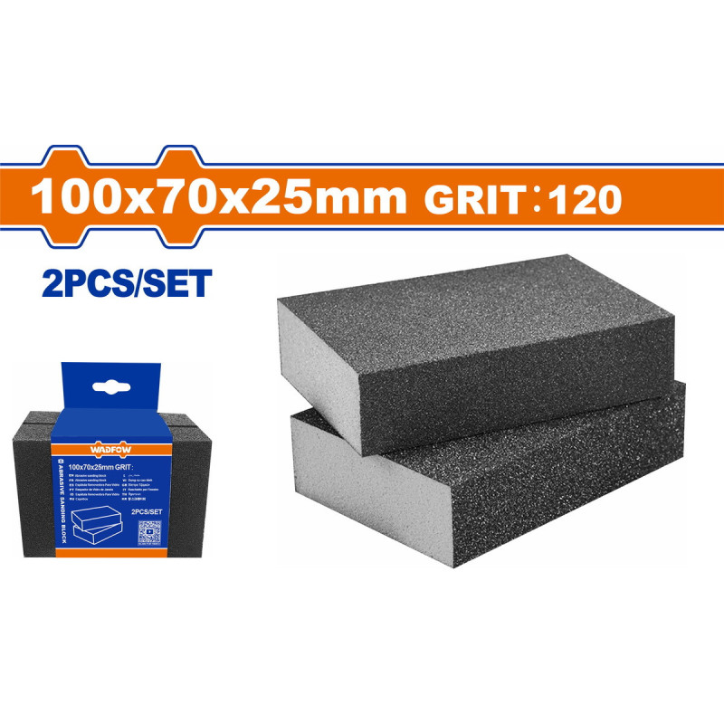 WADFOW ΣΦΟΥΓΓΑΡΙ ΓΥΑΛΟΧΑΡΤΟ ΛΕΙΑΝΣΗΣ 100Χ70Χ25mm P120 (WUK2502)