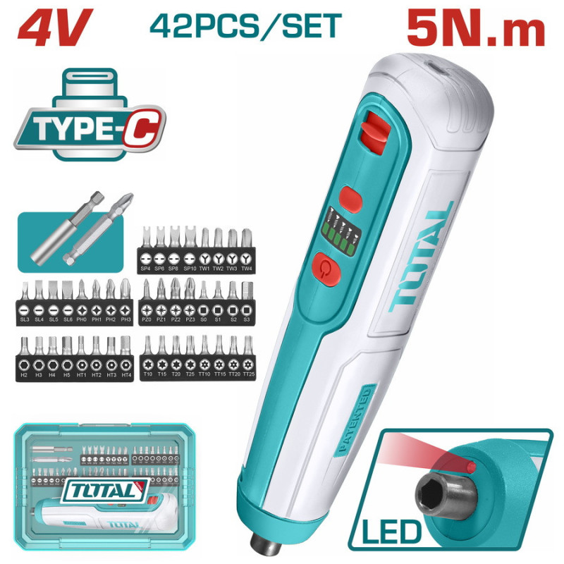 TOTAL ΚΑΤΣΑΒΙΔΙ ΜΠΑΤ. Li-ion 4V / 1.3Ah / 5Nm Type-C (TSDLI0406)
