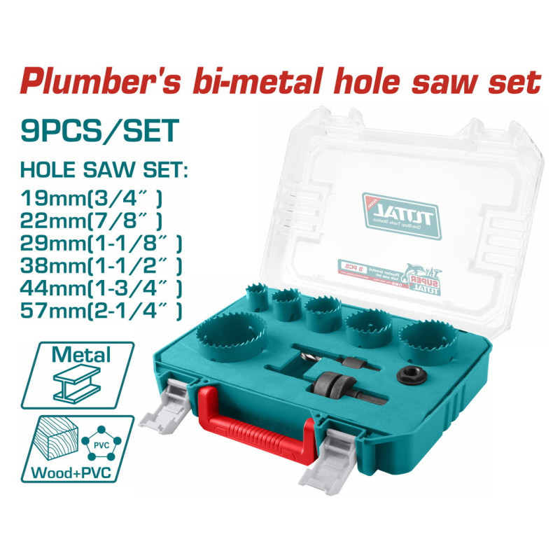 TOTAL ΣΕΤ ΠΟΤΗΡΟΤΡΥΠΑΝΑ ΜΕΤΑΛΛΟΥ ΥΔΡΑΥΛΙΚΩΝ HSS Bi-metal 9ΤΕΜ (TACSH0091)