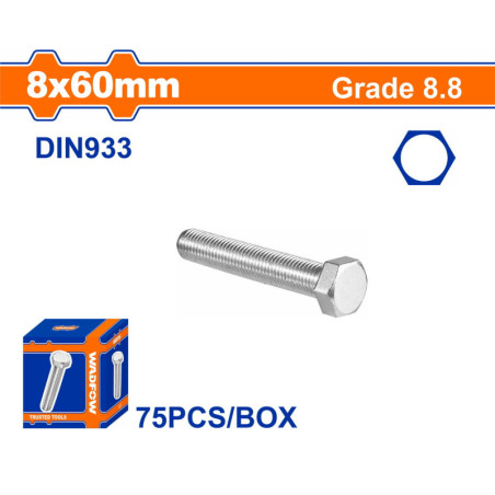 WADFOW ΒΙΔΑ ΕΞΑΓΩΝΗ ΓΑΛΒ. 8.8 DIN933 8X60 75TEM (WXSP52CA)