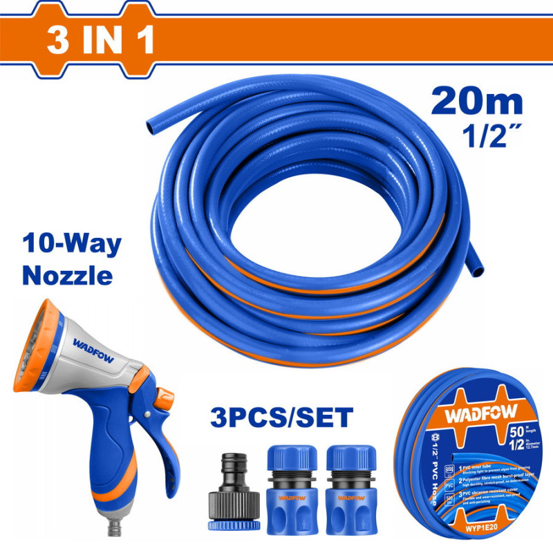 WADFOW ΣΕΤ ΛΑΣΤΙΧΟ ΠΟΤΙΣΜΑΤΟΣ 1/2"- 20m ΜΕ ΠΙΣΤΟΛΙ ΝΕΡΟΥ & ΤΑΧΥΣΥΝΔΕΣΜΟΥΣ (WYP1E203)