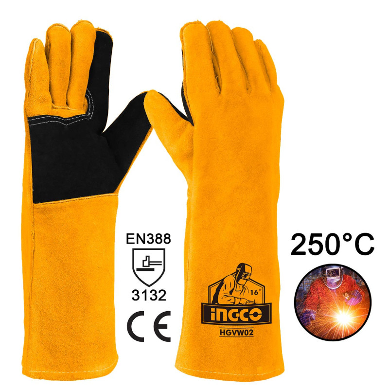 Γάντια Δερμάτινα Μακριά Ηλεκτροσυγκολλητών XL 16" 250°C
