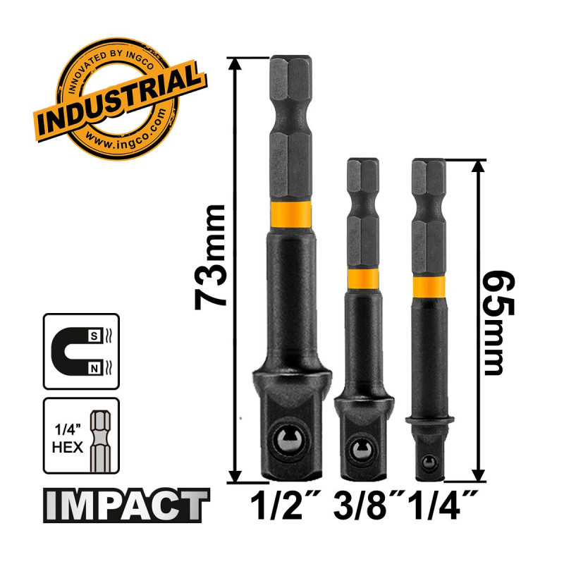 Αντάπτορες για Καρυδάκια 1/4"-3/8"-1/2" Σετ 3 τεμ.