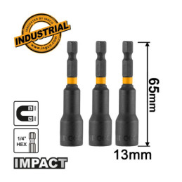 Καρυδάκια 1/4" Μαγνητικά 13mm 3 τεμ.