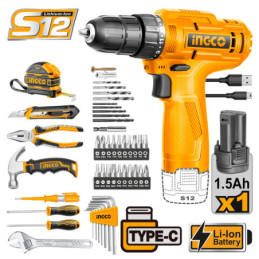 Εργαλεία Χειρός + Δραπανοκατσάβιδο Μπαταρίας 12V 20Nm  Σετ 89 τεμ.