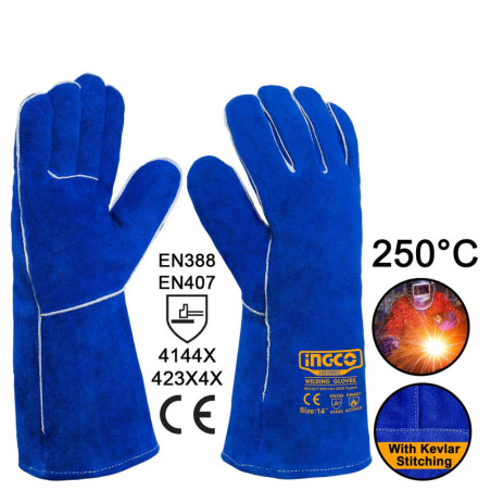 Γάντια Δερμάτινα Μακριά Ηλεκτροσυγκολλητών XL 14" 250°C