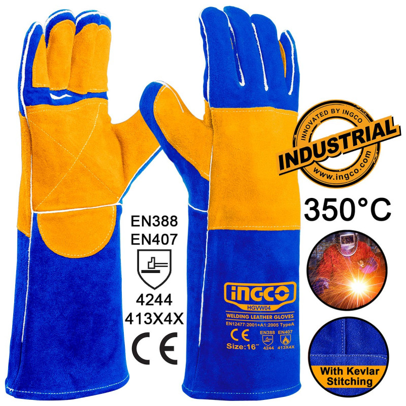 Γάντια Δερμάτινα Μακριά Ηλεκτροσυγκολλητών XL 16" 350°C