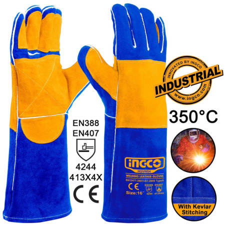 Γάντια Δερμάτινα Μακριά Ηλεκτροσυγκολλητών XL 16" 350°C