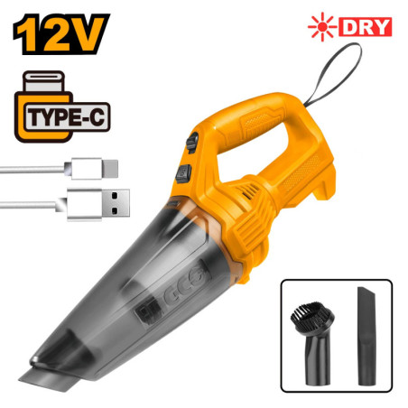 Σκούπα Αυτοκινήτου με Ενσωματωμένη Μπαταρία 12V Li-Ion +Καλώδιο USB Type-C