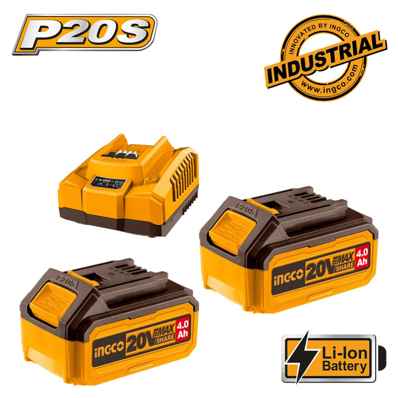 Μπαταρίες 2 τεμ. 4.0Ah Li-Ion + 1 τεμ. Φορτιστής 4Α Σετ 3τεμ.