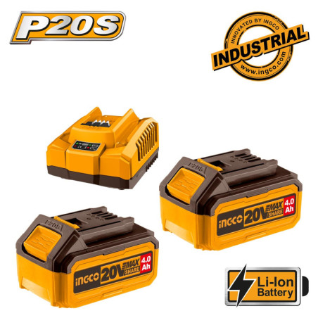 Μπαταρίες 2 τεμ. 4.0Ah Li-Ion + 1 τεμ. Φορτιστής 4Α Σετ 3τεμ.