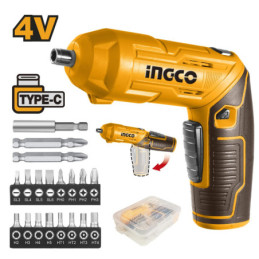 Κατσαβίδι Μπαταρίας 4V Li-Ion με Ενσωματωμένη Μπαταρία USB Type-C Σετ 19 τεμ.