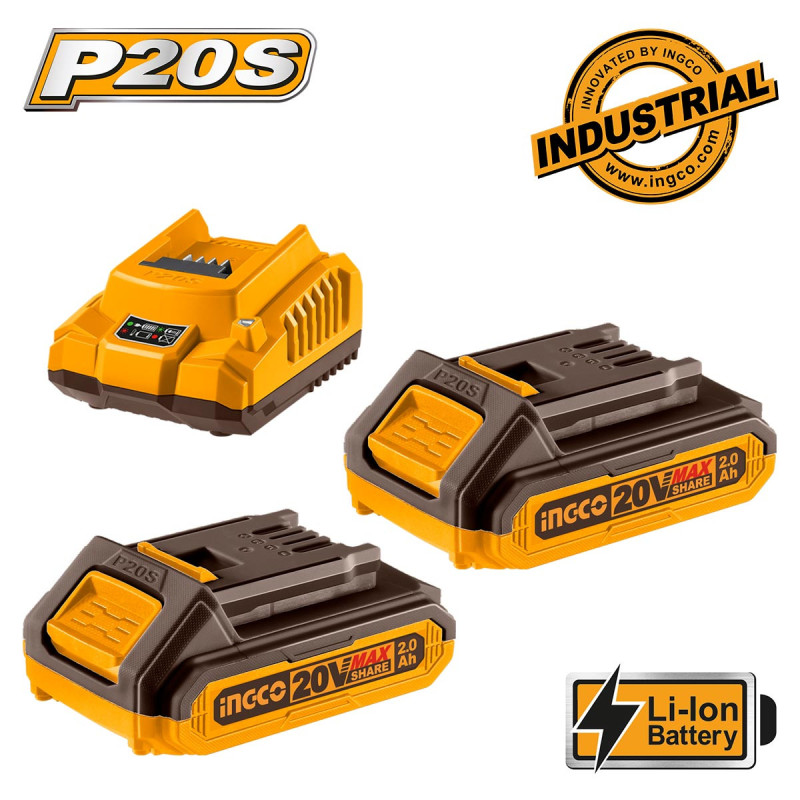 Μπαταρίες 2 τεμ. 2.0Ah + 1 τεμ. Φορτιστής 2Α Σετ 3 τεμ.