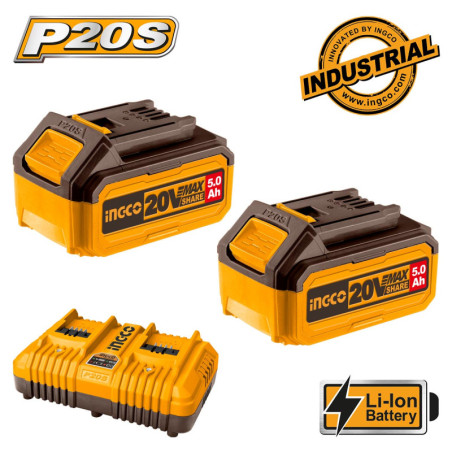 Μπαταρίες 2 τεμ. 5.0Ah + 1 Ταχυφορτιστής 2 Θέσεων 4Α Σετ 3 τεμ.