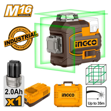 Αυτοαλφαδιαζόμενο Πράσινο Laser 3D  Μπαταρίας 16V Li-Ion