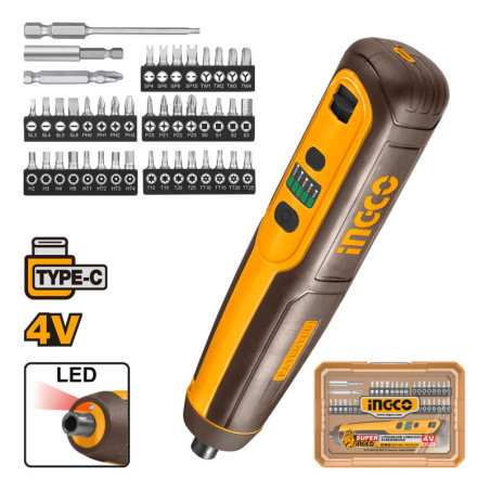 Κατσαβίδι Μπαταρίας 4V Li-Ion με Ενσωματωμένη Μπαταρία USB Type-C Σετ 43 τεμ. 5Nm