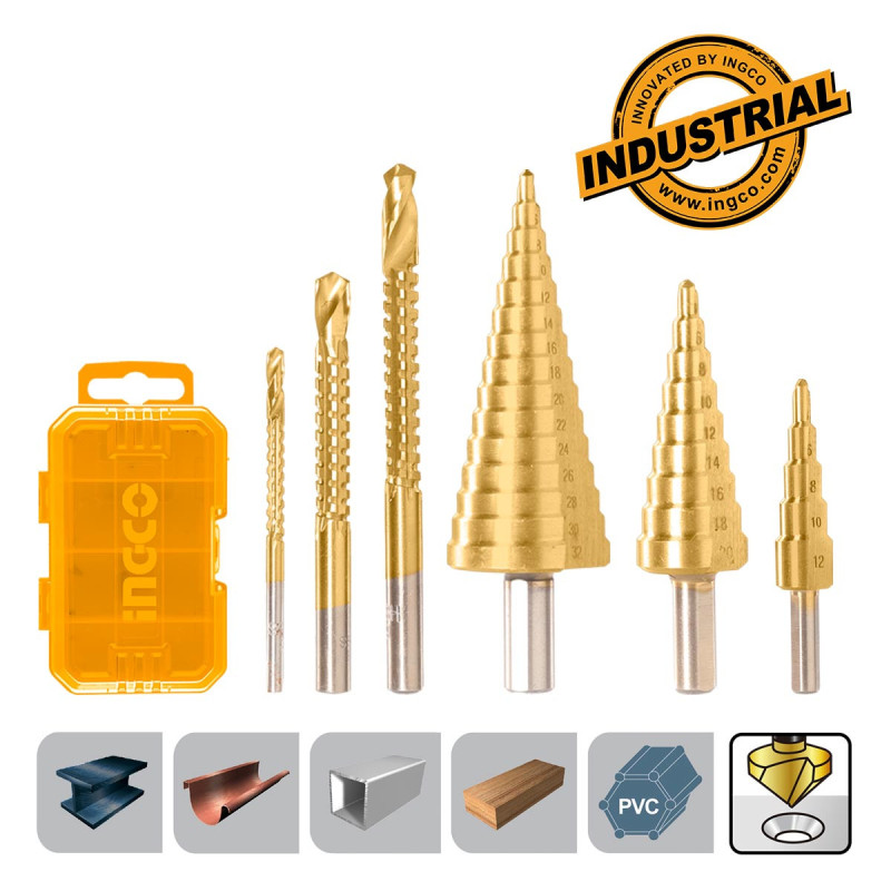 Τρυπάνια Κώνικα και Φρεζοτρύπανα Σετ 6 τεμ.