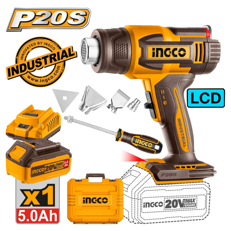 Πιστόλι Θερμού Αέρα Μπαταρίας 20V Li-Ion με LCD Οθόνη